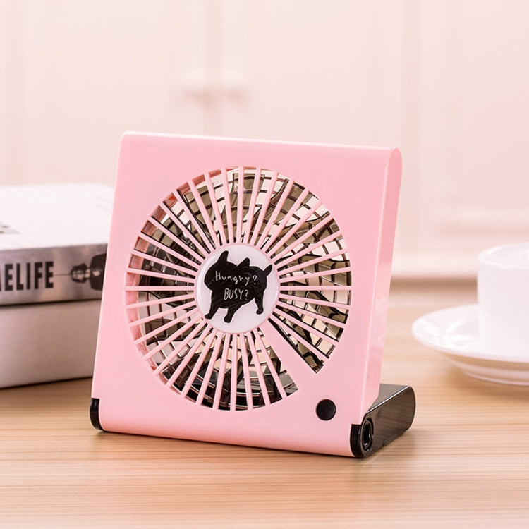 Bulldog Pattern Mini Notebook Folding USB Fan with Wind 3 Speeds