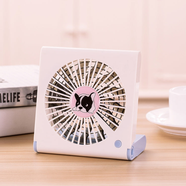 Bulldog Pattern Mini Notebook Folding USB Fan with Wind 3 Speeds