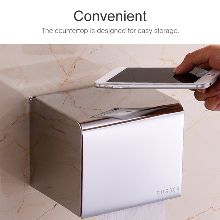 Q7 304 Stainless Steel Bathroom Wall-mounted Waterproof Bright Light Paper Towel Roll Holder