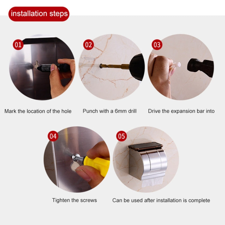 Q7 304 Stainless Steel Bathroom Wall-mounted Waterproof Bright Light Paper Towel Roll Holder
