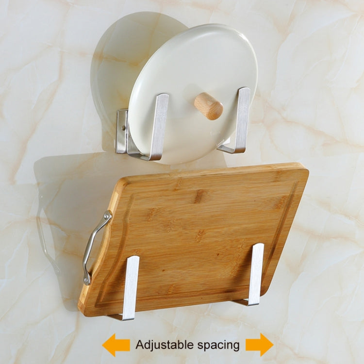 304 Stainless Steel Creative Kitchen Multi-function Wall-mounted Pot Lid Holder Storage Rack, Siamese Version