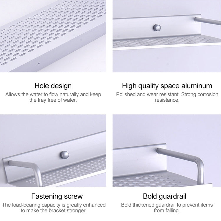 50cm Single Layer Multi-function Kitchen Bathroom Wall-mounted Aluminum Alloy Holder Storage Rack