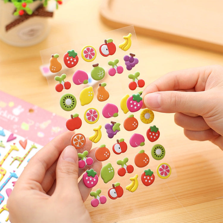 2 PCS Fruits Pattern Creative Cartoon Children DIY Album Diary Decorative Stereo Bubble Sticker