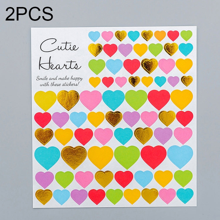 2 PCS Heart 1 Pattern Creative Cartoon Children Diary Decorative Sticker