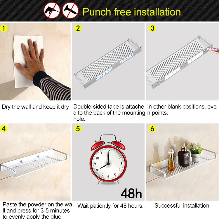60cm Single Layer with Rod Multi-function Kitchen Bathroom Wall-mounted Aluminum Alloy Holder Storage Rack