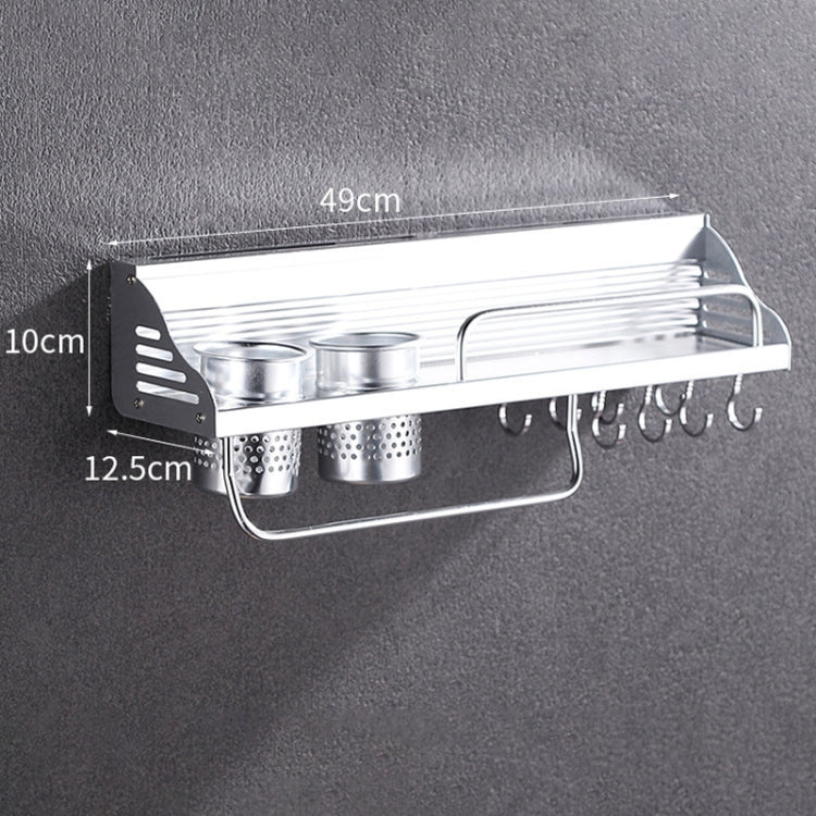 50cm 2 Cups 8 Hooks Multi-function Kitchen Punching Wall-mounted Plastic Edge Condiment Holder Storage Rack