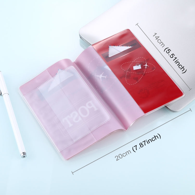 2 PCS Post Pattern Red Passport Card Bag