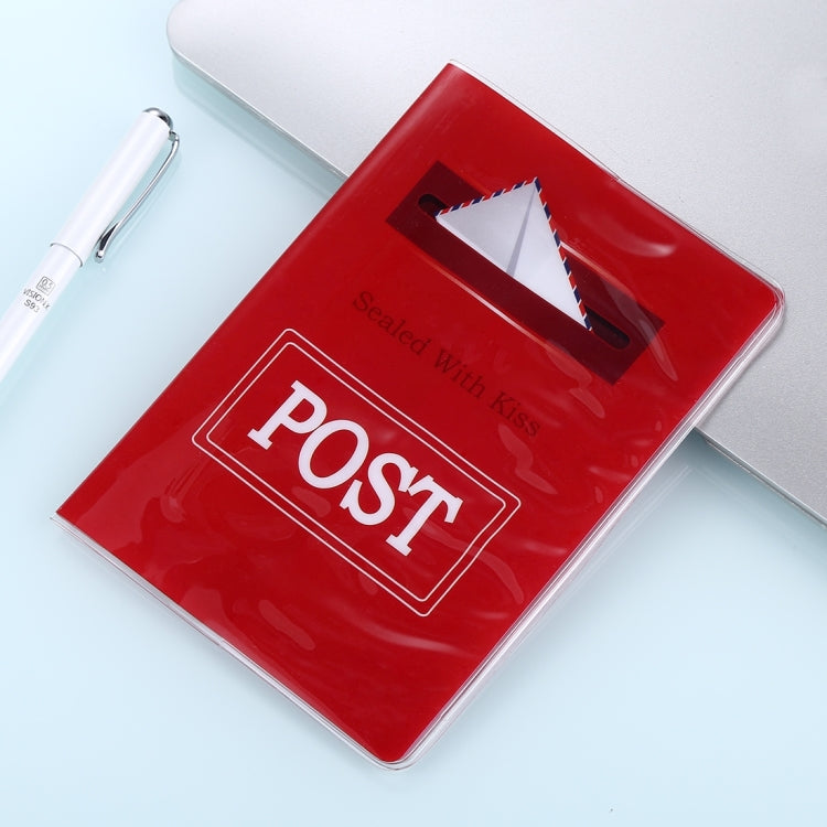 2 PCS Post Pattern Red Passport Card Bag