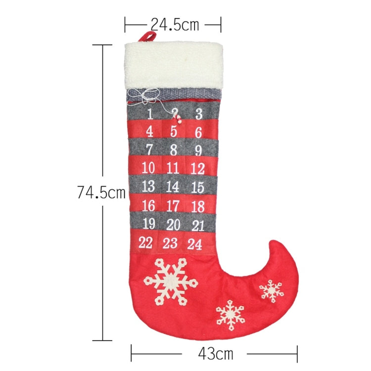 2 PCS CX20219 Christmas Countdown Calendar Sock Christmas Pendant Decoration