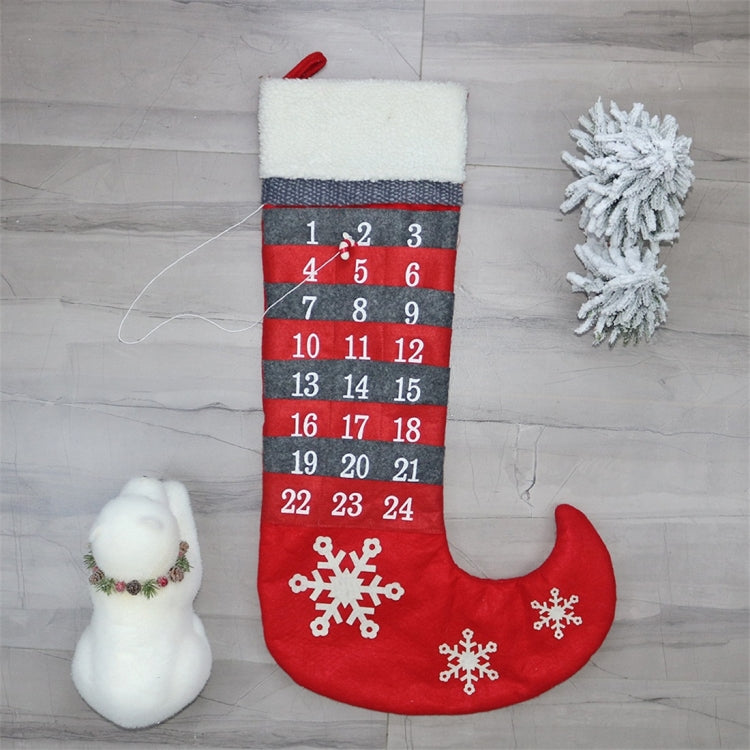 2 PCS CX20219 Christmas Countdown Calendar Sock Christmas Pendant Decoration