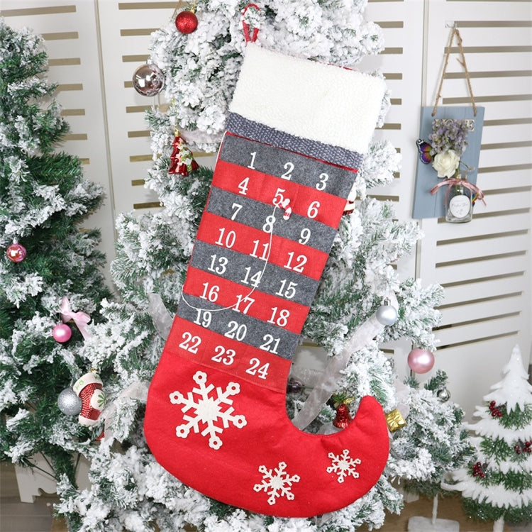 2 PCS CX20219 Christmas Countdown Calendar Sock Christmas Pendant Decoration