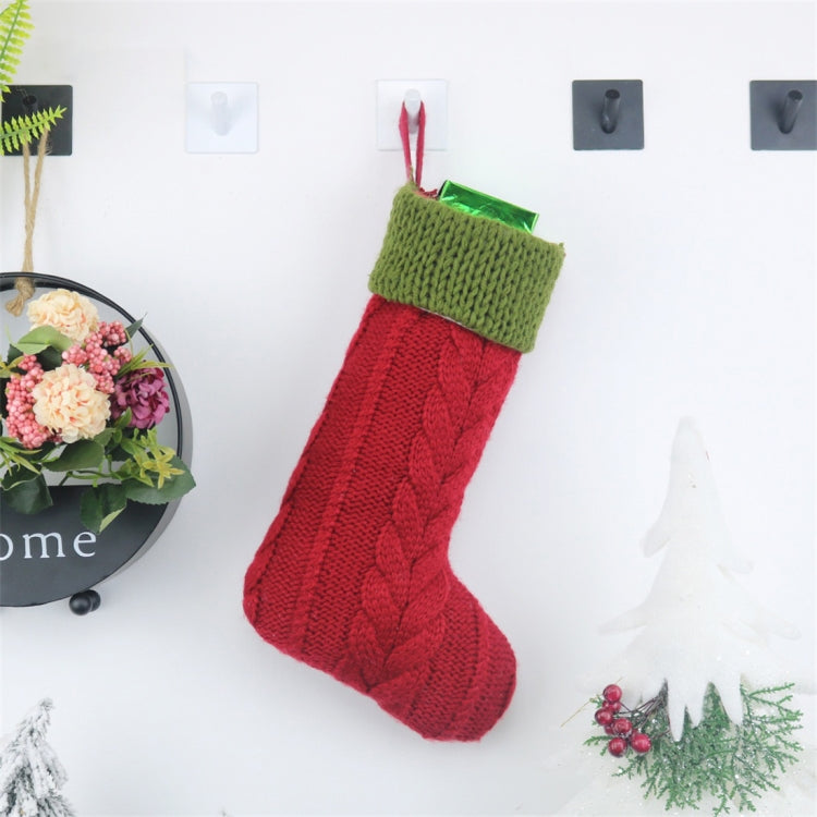 2 PCS CX20221 Christmas Wool Knitting Sock Gift Bag Christmas Tree Pendant Decoration