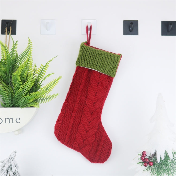 2 PCS CX20221 Christmas Wool Knitting Sock Gift Bag Christmas Tree Pendant Decoration