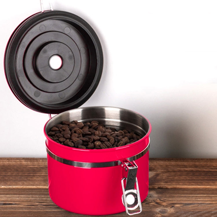 800ml Stainless Steel Sealed Food Coffee Grounds Bean Storage Container with Built-in CO2 Gas Vent Valve & Calendar