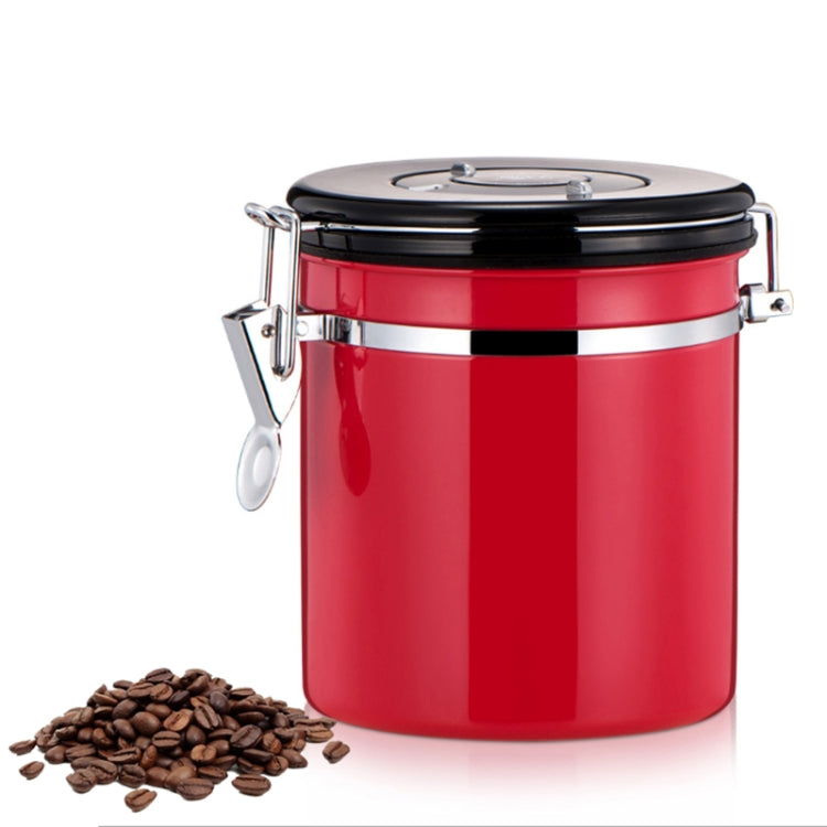 800ml Stainless Steel Sealed Food Coffee Grounds Bean Storage Container with Built-in CO2 Gas Vent Valve & Calendar