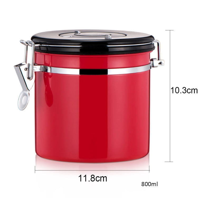 800ml Stainless Steel Sealed Food Coffee Grounds Bean Storage Container with Built-in CO2 Gas Vent Valve & Calendar