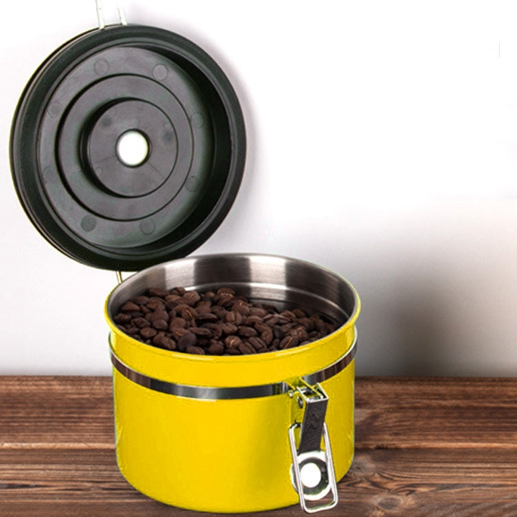 800ml Stainless Steel Sealed Food Coffee Grounds Bean Storage Container with Built-in CO2 Gas Vent Valve & Calendar