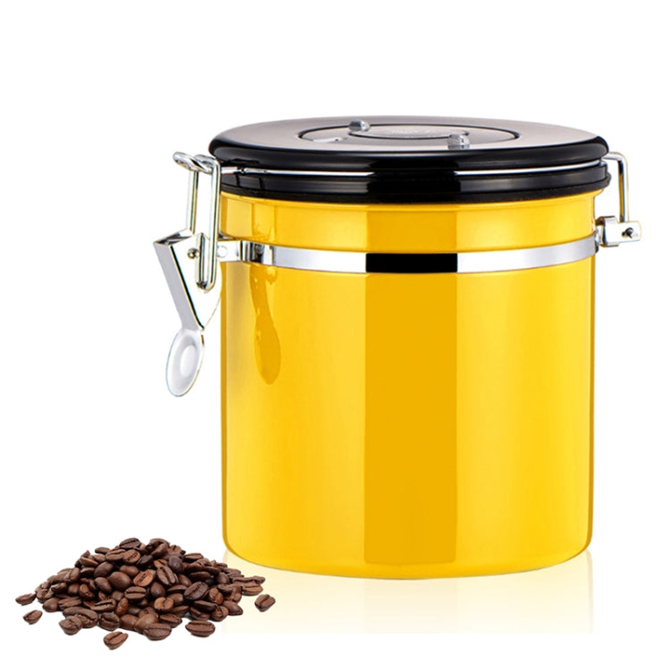 800ml Stainless Steel Sealed Food Coffee Grounds Bean Storage Container with Built-in CO2 Gas Vent Valve & Calendar
