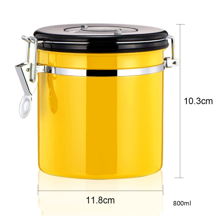 800ml Stainless Steel Sealed Food Coffee Grounds Bean Storage Container with Built-in CO2 Gas Vent Valve & Calendar
