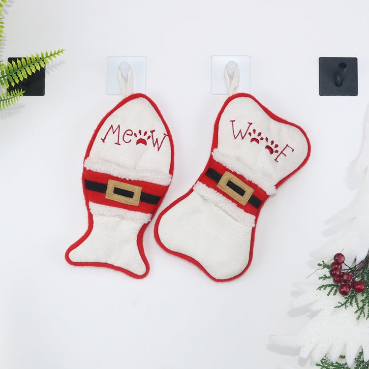 2 PCS CX20223 Multi-function Bone Shape Christmas Sock Gift Bag Knife Fork Sleeve Christmas Tree Pendant Decoration