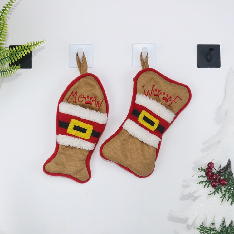 2 PCS CX20223 Multi-function Bone Shape Christmas Sock Gift Bag Knife Fork Sleeve Christmas Tree Pendant Decoration