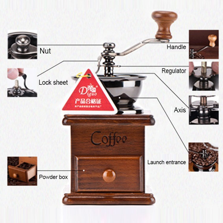 Classical Wooden Mini Coffee Grinder Manual Bean Spice Mill Hand Grinding Machine