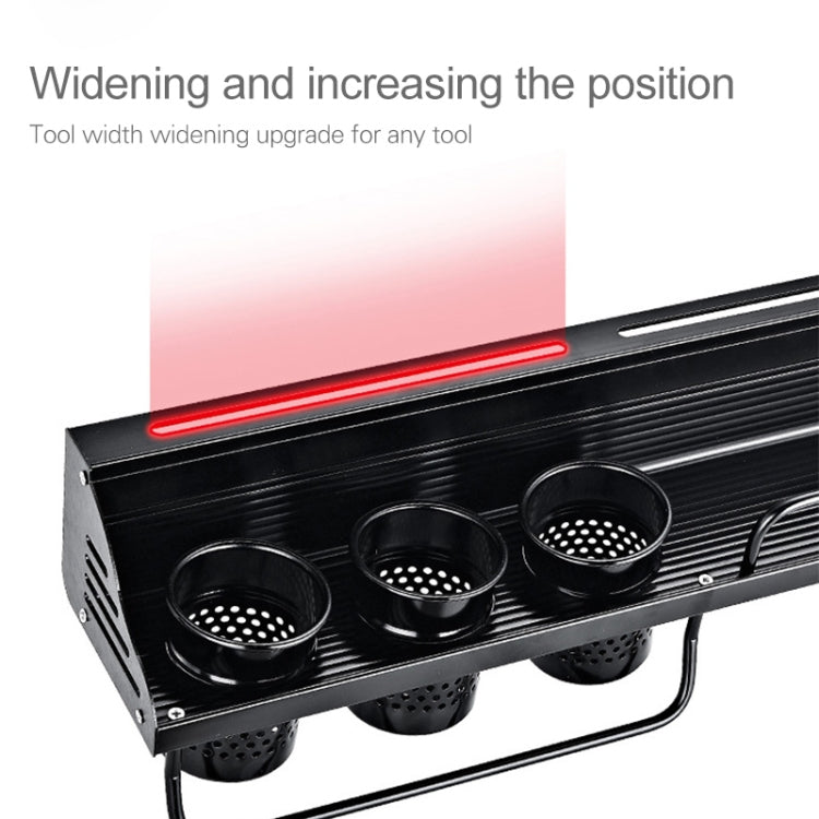 C Version 50cm 2 Cups 10 Hooks Kitchen Multi-function Wall-mounted Condiment Holder Storage Rack (Black)