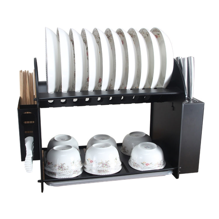 3 In 1 Kitchen Multi-function Stainless Steel Bowl Knife Chopsticks Spoon Storage Rack (Black)