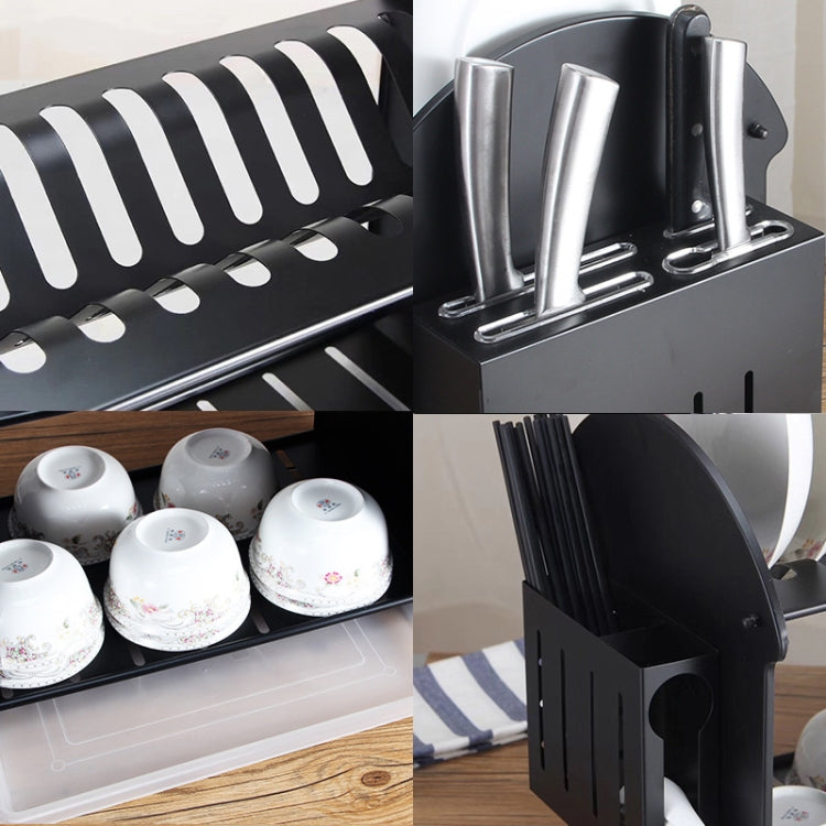 3 In 1 Kitchen Multi-function Stainless Steel Bowl Knife Chopsticks Spoon Storage Rack (Black)