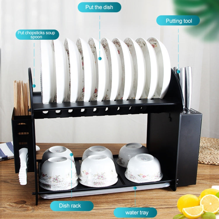 3 In 1 Kitchen Multi-function Stainless Steel Bowl Knife Chopsticks Spoon Storage Rack (Black)