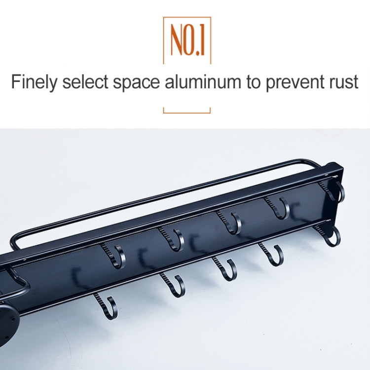 60cm 2 Cups Kitchen Multi-function Wall-mounted Storage Rack Holder (Black)