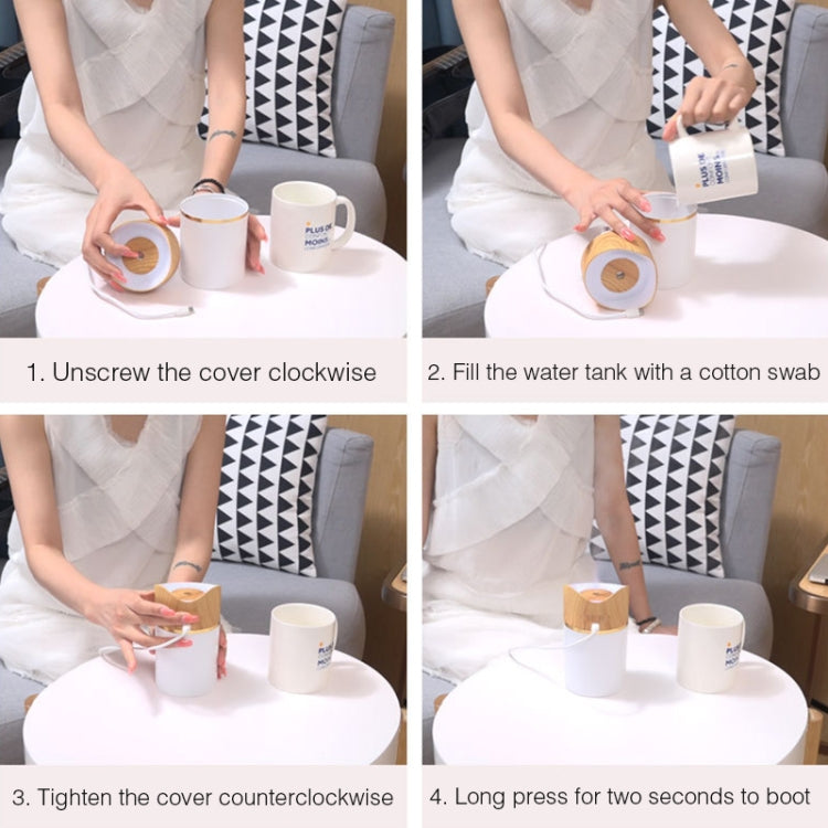 2W USB Mini Household Mute Desktop Air Humidifier Automatic Alcohol Sprayer with Induction Colorful Night Light, Water Tank Capacity: 380ml(Wood)