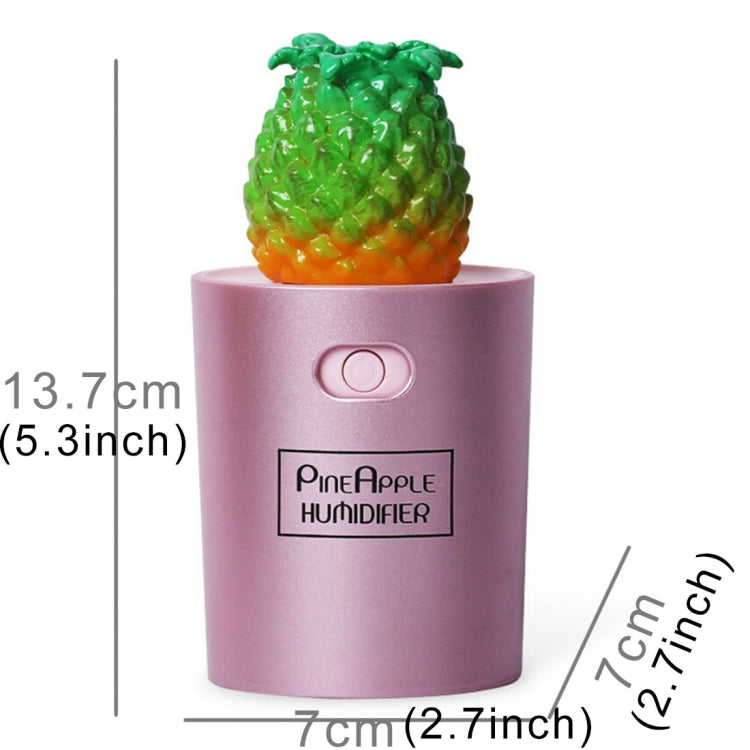130ml Pineapple Style Micro USB Port LED Colourful Light Portable Air Humidifier(Rose Gold)