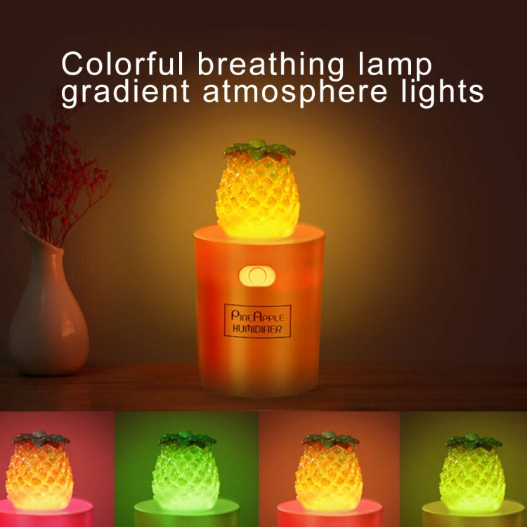 130ml Pineapple Style Micro USB Port LED Colourful Light Portable Air Humidifier(Rose Gold)