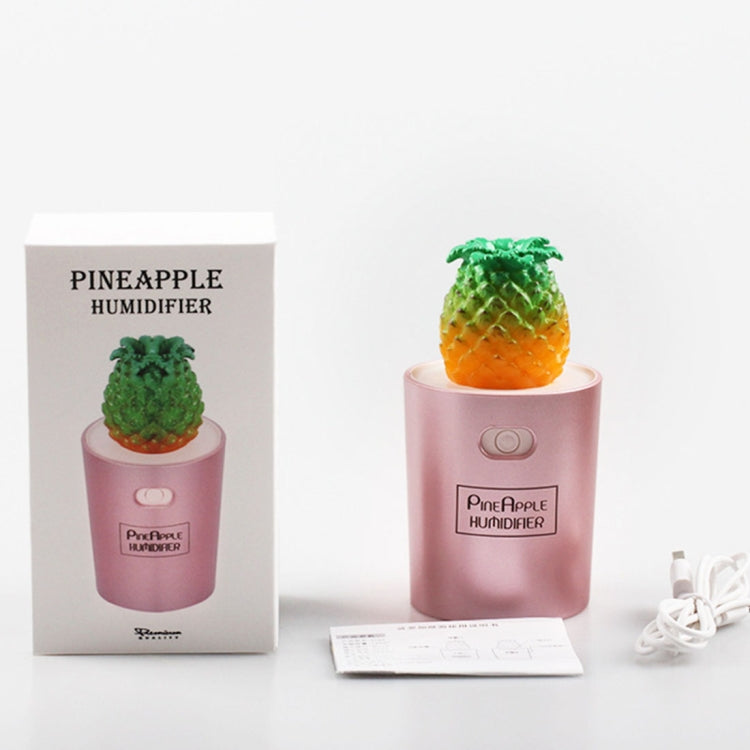 130ml Pineapple Style Micro USB Port LED Colourful Light Portable Air Humidifier(Rose Gold)