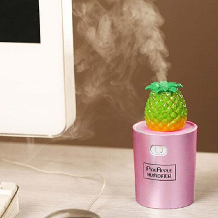 130ml Pineapple Style Micro USB Port LED Colourful Light Portable Air Humidifier(Rose Gold)