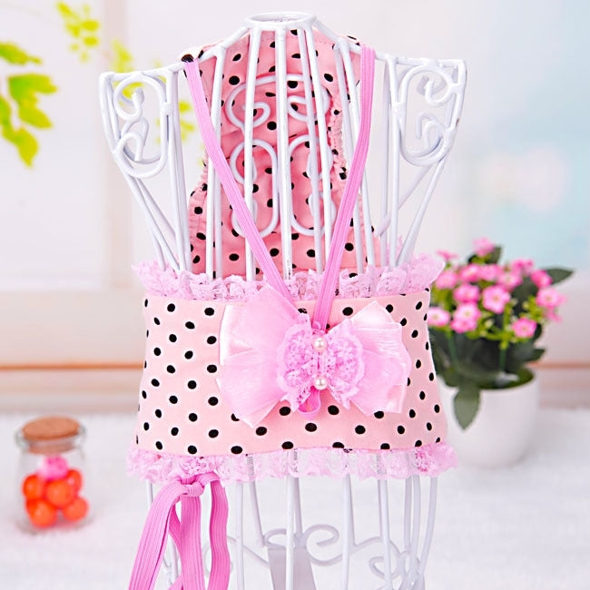 Pink Dot Pattern Pet Sanitary Pants with Sanitary Belt, Size: S (Waistline: 22 - 30cm)