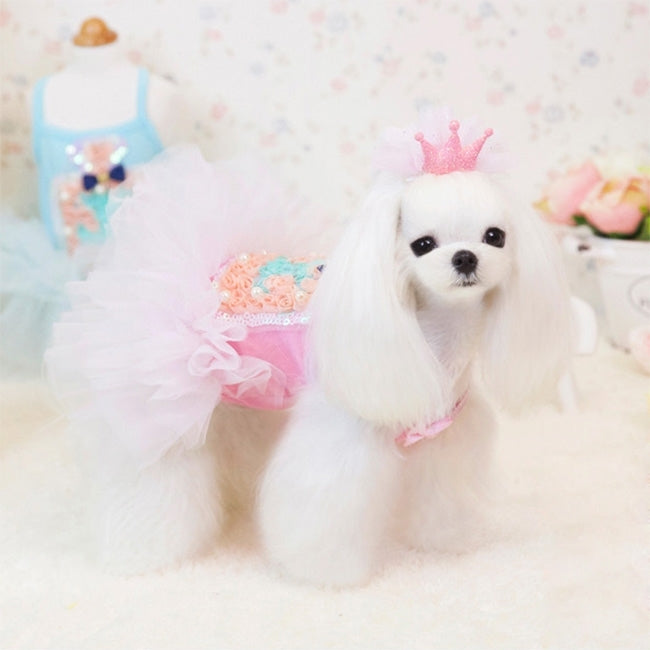 Spring & Summer Abby Perfume Queen Dress, Pink Princess Lace Skirt for Pets, Size: L,32*32*48 cm