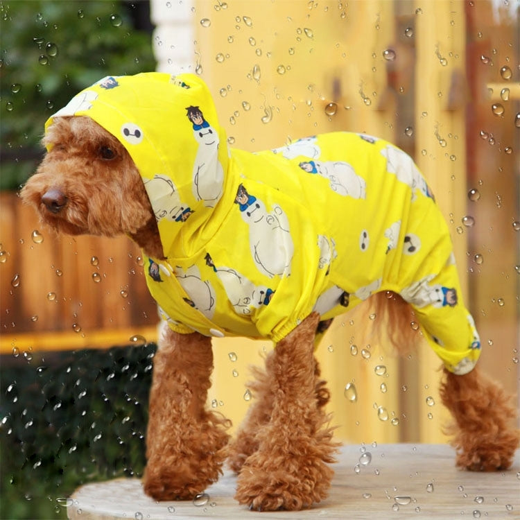 Multi Colored Waterproof Pet Raincoat Rain Wear Poncho Hood Cloth, Back Length: 41 cm, Chest Size: 52 cm, Random Color Delivery