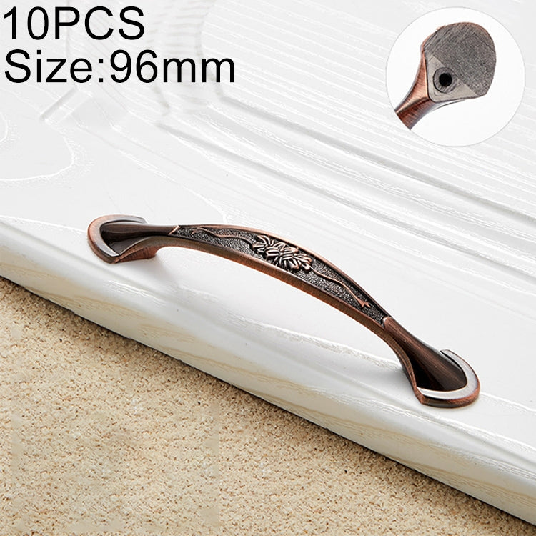10 PCS 6026-96 European Style Zinc Alloy Cabinet Wardrobe Drawer Door Handle, Hole Spacing: 96mm (Red Bronze)