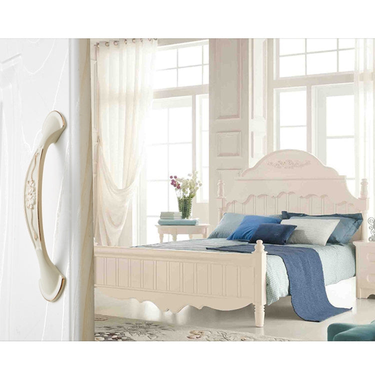 5 PCS 6026-96 European Style Zinc Alloy Cabinet Wardrobe Drawer Door Handle, Hole Spacing: 96mm (Ivory)