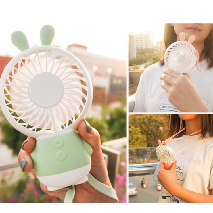 Portable Cartoon Rabbit Shape Mute Fan 2 Speed USB Charging with Light