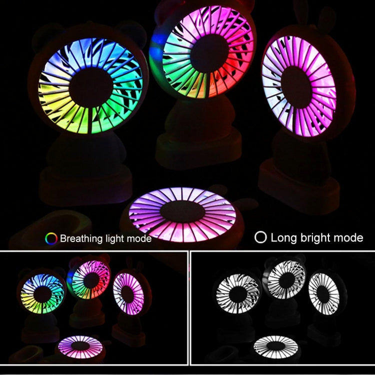 Portable Cartoon Rabbit Shape Mute Fan 2 Speed USB Charging with Light