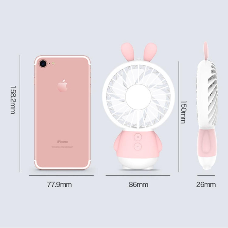 Portable Cartoon Rabbit Shape Mute Fan 2 Speed USB Charging with Light