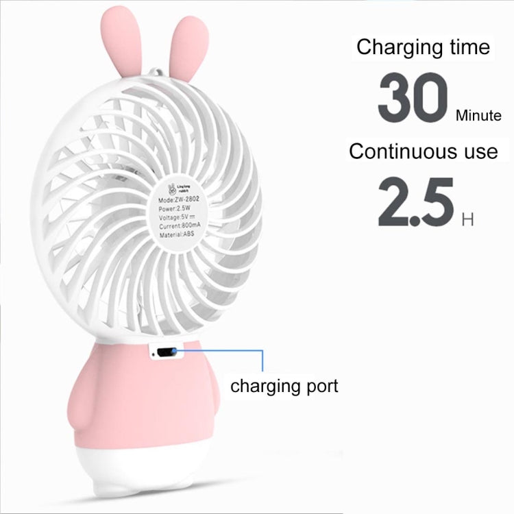 Portable Cartoon Rabbit Shape Mute Fan 2 Speed USB Charging with Light
