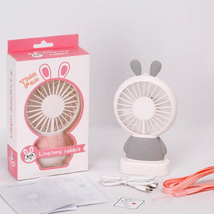 Portable Cartoon Rabbit Shape Mute Fan 2 Speed USB Charging with Light