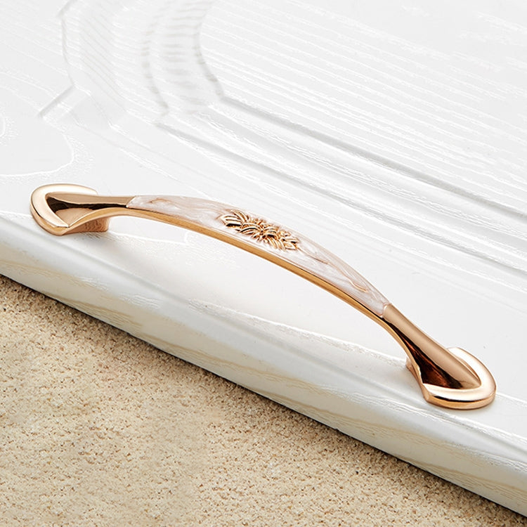 5 PCS 6026A-128 European Style Zinc Alloy Cabinet Wardrobe Drawer Door Handle, Hole Spacing: 128mm (White Amber)