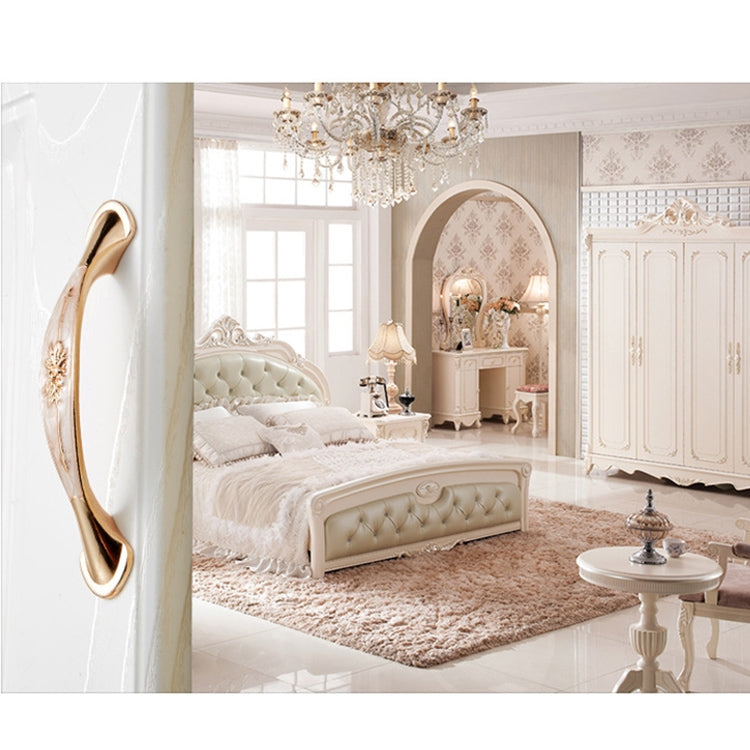 5 PCS 6026A-128 European Style Zinc Alloy Cabinet Wardrobe Drawer Door Handle, Hole Spacing: 128mm (White Amber)
