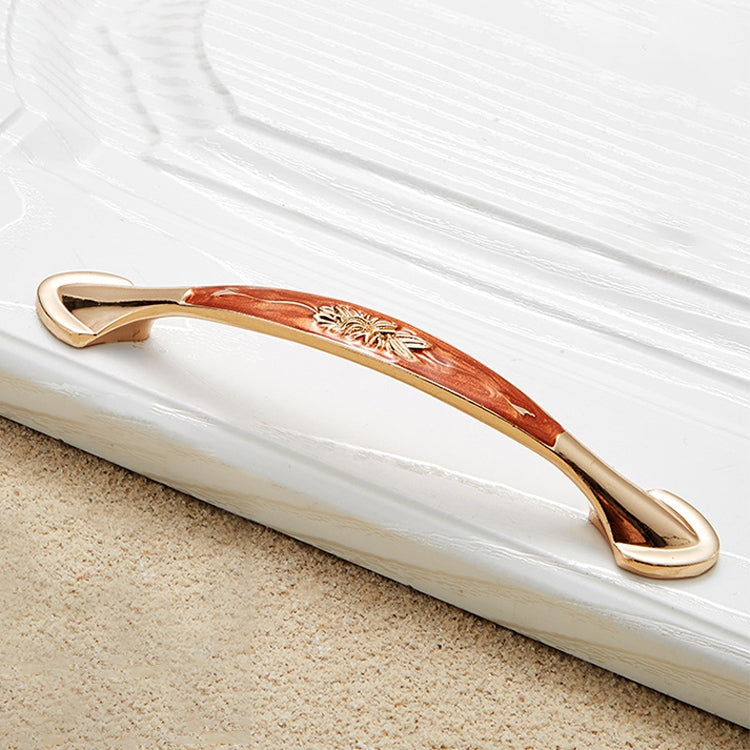 5 PCS 6026A-128 European Style Zinc Alloy Cabinet Wardrobe Drawer Door Handle, Hole Spacing: 128mm (Red Amber)