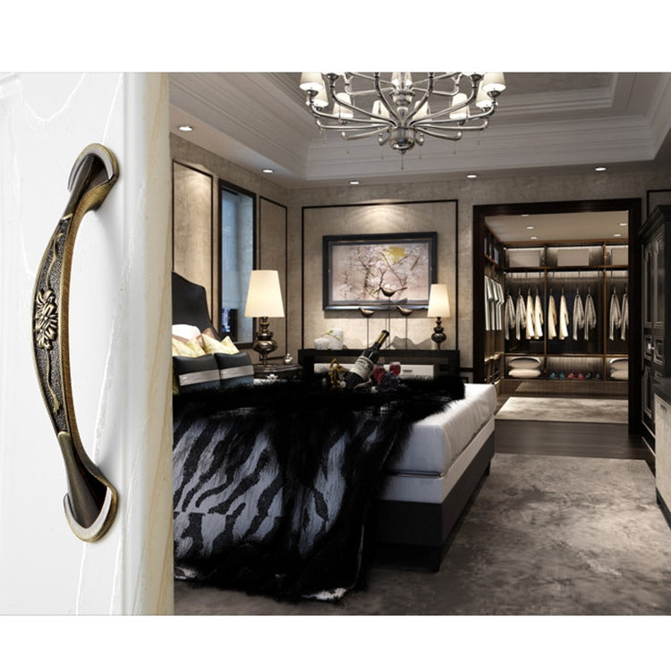5 PCS 6026A-128 European Style Zinc Alloy Cabinet Wardrobe Drawer Door Handle, Hole Spacing: 128mm (Bronze)